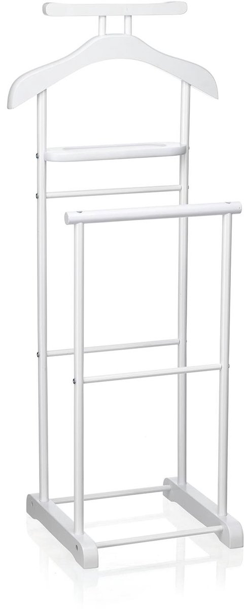 Kledingrek MEDINA met kleerhanger, broekenhanger en opbergplank - Wit