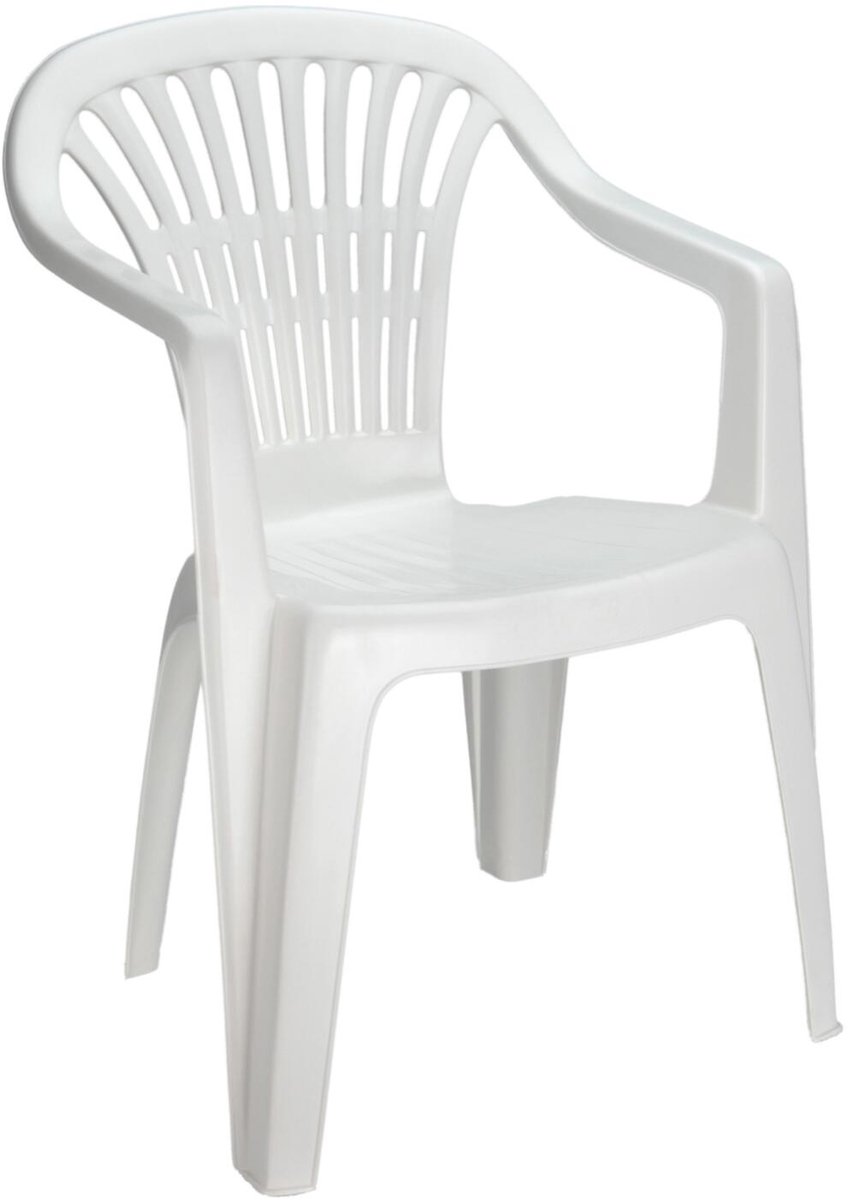 Pro Garden tuinstoel Maggiore - wit - kunststof - 56 x 55 x 81 cm - bijzet stoelen - stapelbare tuinstoelen - buiten