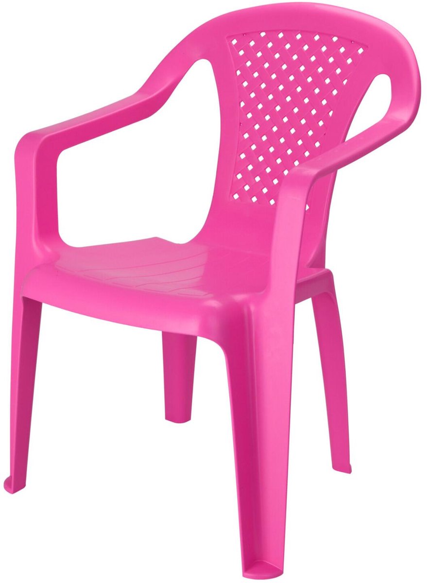 Pro Garden Stoeltjes voor kinderen - 1x - roze - 38 x 52 cm - voor binnen en buiten - kunststof - voor kinderen van 3 tot 7/8 jaar - stapelbaar