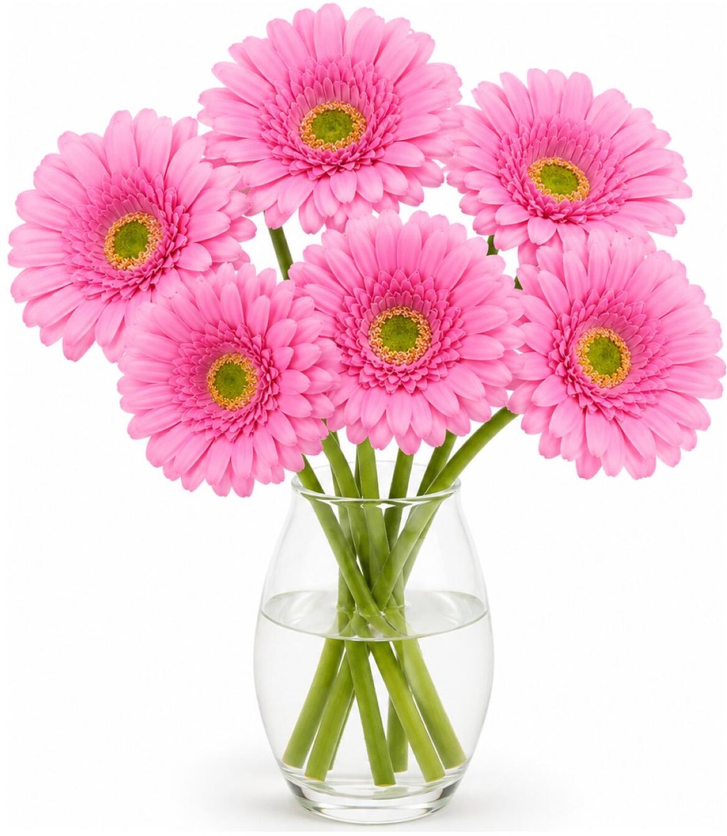 DK Design Kunstbloem Gerbera - 6x - 72cm - roze - Real Touch - kunst zijdebloemen