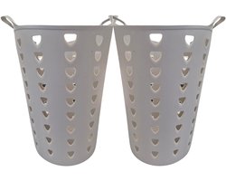 Excellent Houseware Flexibele wasmand - 2x - beige - 60 liter - kunststof - 47 x 50 cm