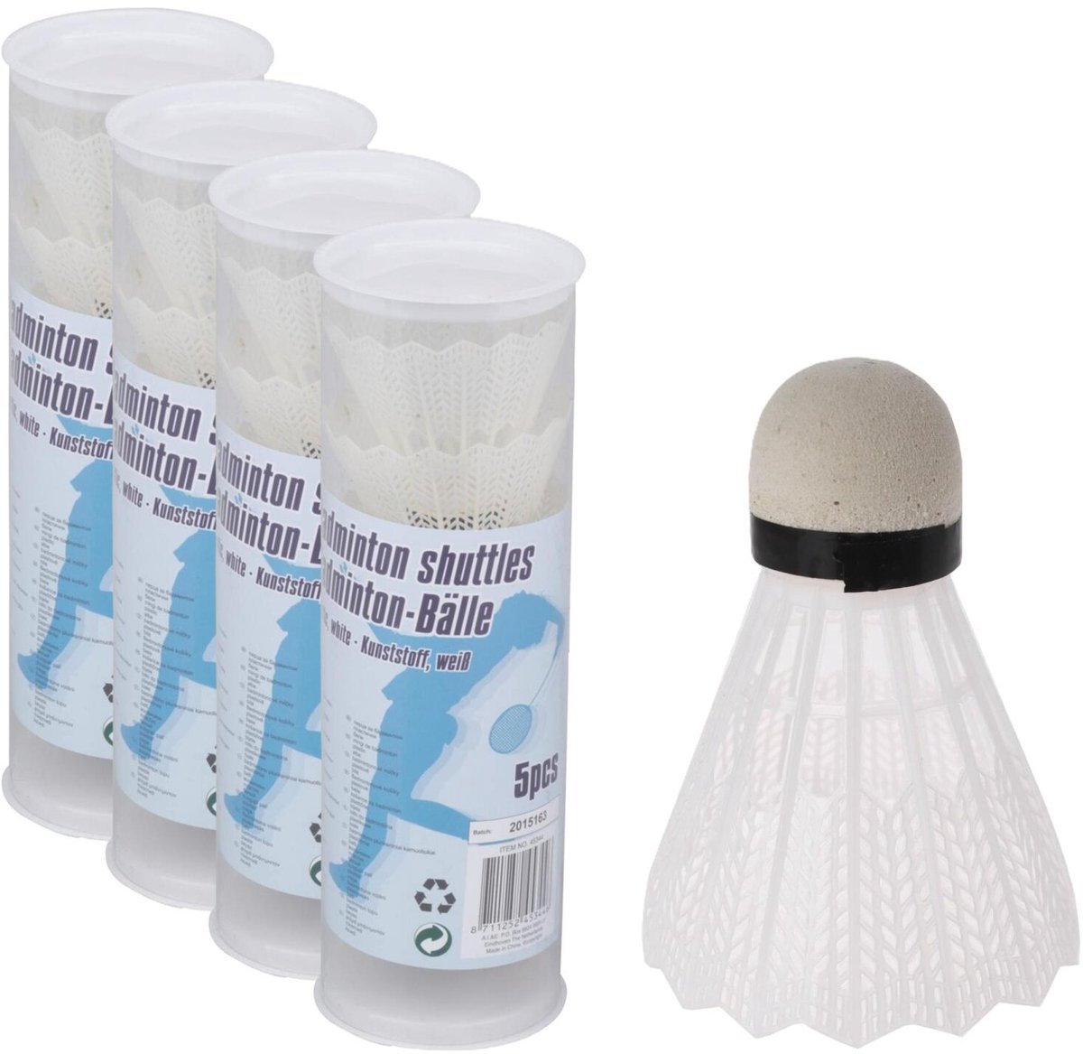 Witte Badminton shuttles - 20x stuks - kunststof - 7 cm - shuttles voor spel - sport - vakantie