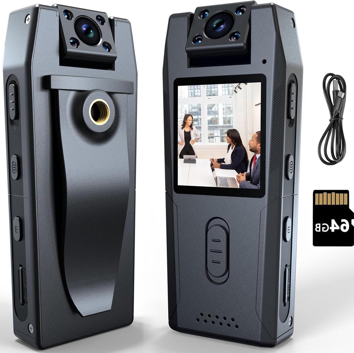 Body Camera - Draagbare Camcorder - Persoonlijke Documentatie - 180° Draaibare Lens - 1080P HD - Zwart