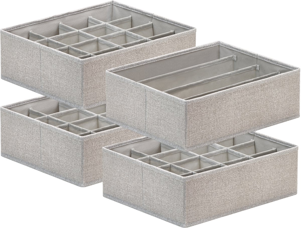 Blumtal PAX Organizer Opbergsysteem Kledingkast 4-delige set - 4x kledingkast organizer - Geschikt voor PAX 75 cm kast - Opvouwbare dozen voor beha's, T-shirts - Sorteerders - Grijs