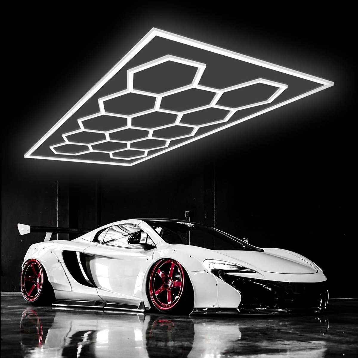 Hexagon LED Garage Lamp - Honeycomb Verlichting - Werkplaats Verlichten - Modulair Ontwerp - 14 Grids - Wit
