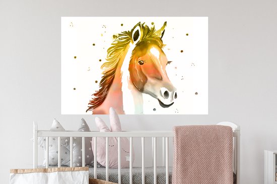 Stickers Stickers muraux - Cheval - Couleurs - Wit - 90x60 cm - Feuille adhésive