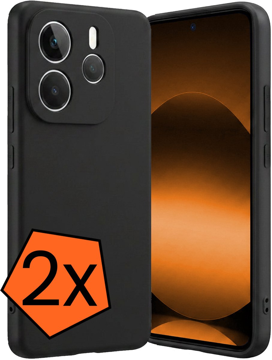 Hoes - 2 Stuks - Geschikt voor Xiaomi Redmi Note 14 5G - Sterk & Shockproof - Case Siliconen - Back Cover - Telefoon Hoes - Zwart