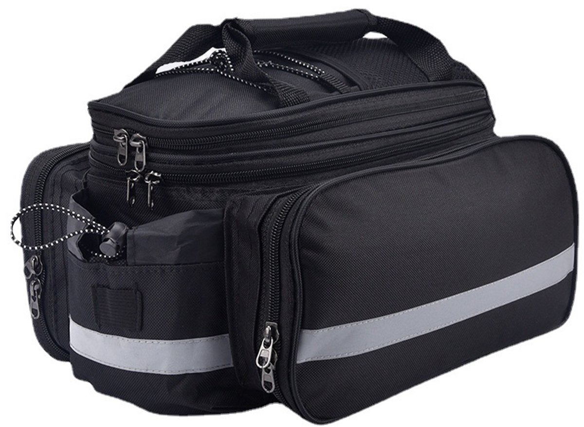 Waterdichte Fietstas Achterop Fiets – 27L Uitbreidbare Bagagedragertas – Touring Fietstas voor Lange Afstand – Met Regenhoes en Reflecterende Details – Zwart – 1 Stuk