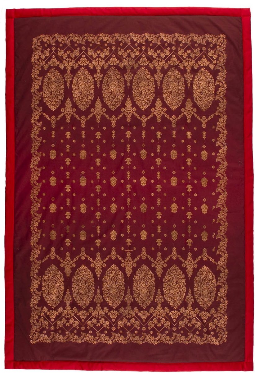 Gold Decor plaid van 100% katoen in de kleur bordeaux R1, afmetingen: 135x190 cm - 9333418