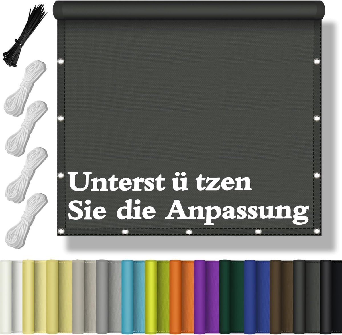 waterdicht, rechthoekig, schaduwdoek, uv-bescherming, zonwering, scheurvast, machinewas, met inslagringen en touw, voor tuin, balkon, terras, hekscherm, buiten, zwembad, 3 x 3 m, antraciet