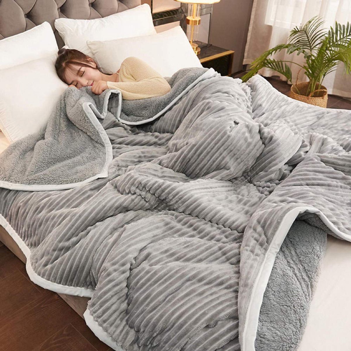 fleece werpdekens Reisformaat - Superzachte donzige warme stevige bedspreien voor bank Microfiber deken -Lichtgrijs_150x200cm