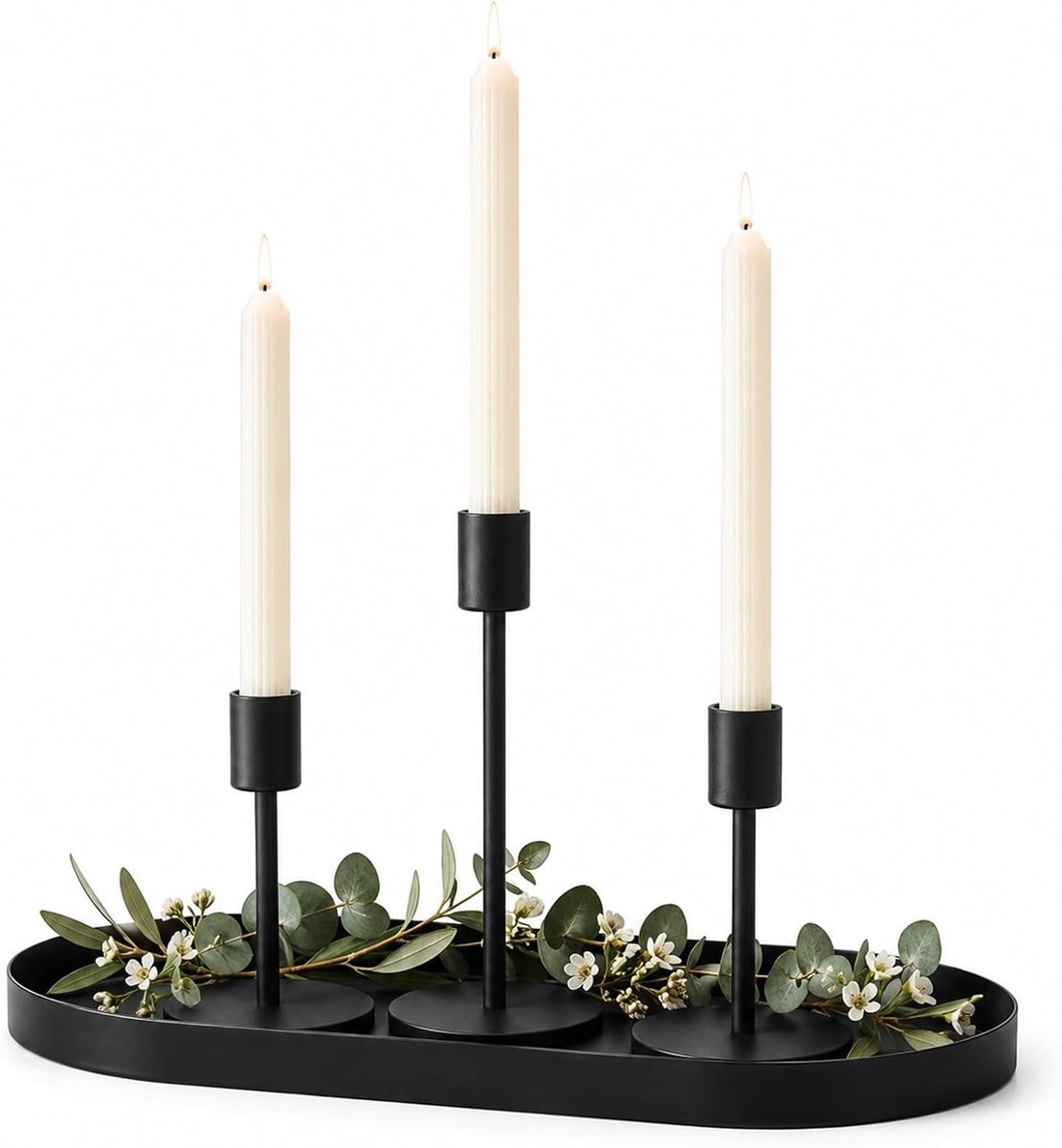 smtyle Korte Zwarte Taper Kaarsenhouders voor Kandelaar Kaarsen Set van 3 Kandelaar met Ijzer-0.8" Diameter Ideaal voor Tafel Middenstuk