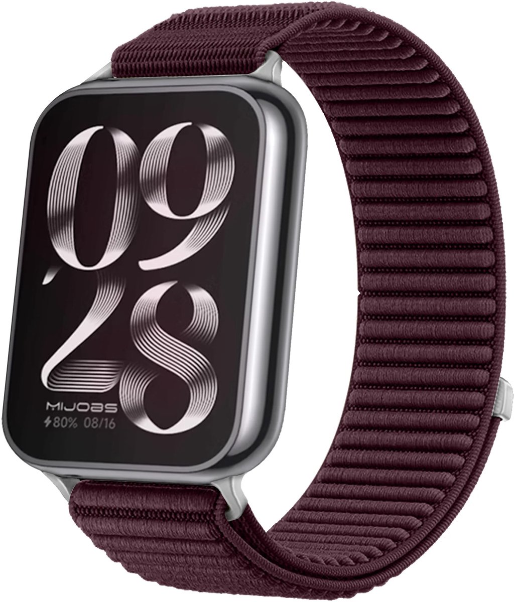 Strap-it Wave Nylon bandje geschikt voor Xiaomi Redmi Watch 6 / Redmi Watch 5 / Redmi Watch 4 / Xiaomi Smart Band 9 Pro / Xiaomi Smart Band 8 Pro - Pruimkleur