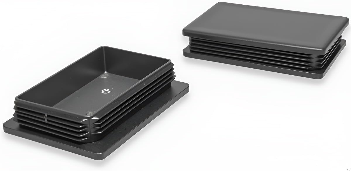 8 Stuks 100 x 150mm Rectangulaire Plastic Stoppen - Duurzame Buizenstoppen, Einde Caps en Vloerbeschermers voor Stoelpoot en Buizen, Zwart