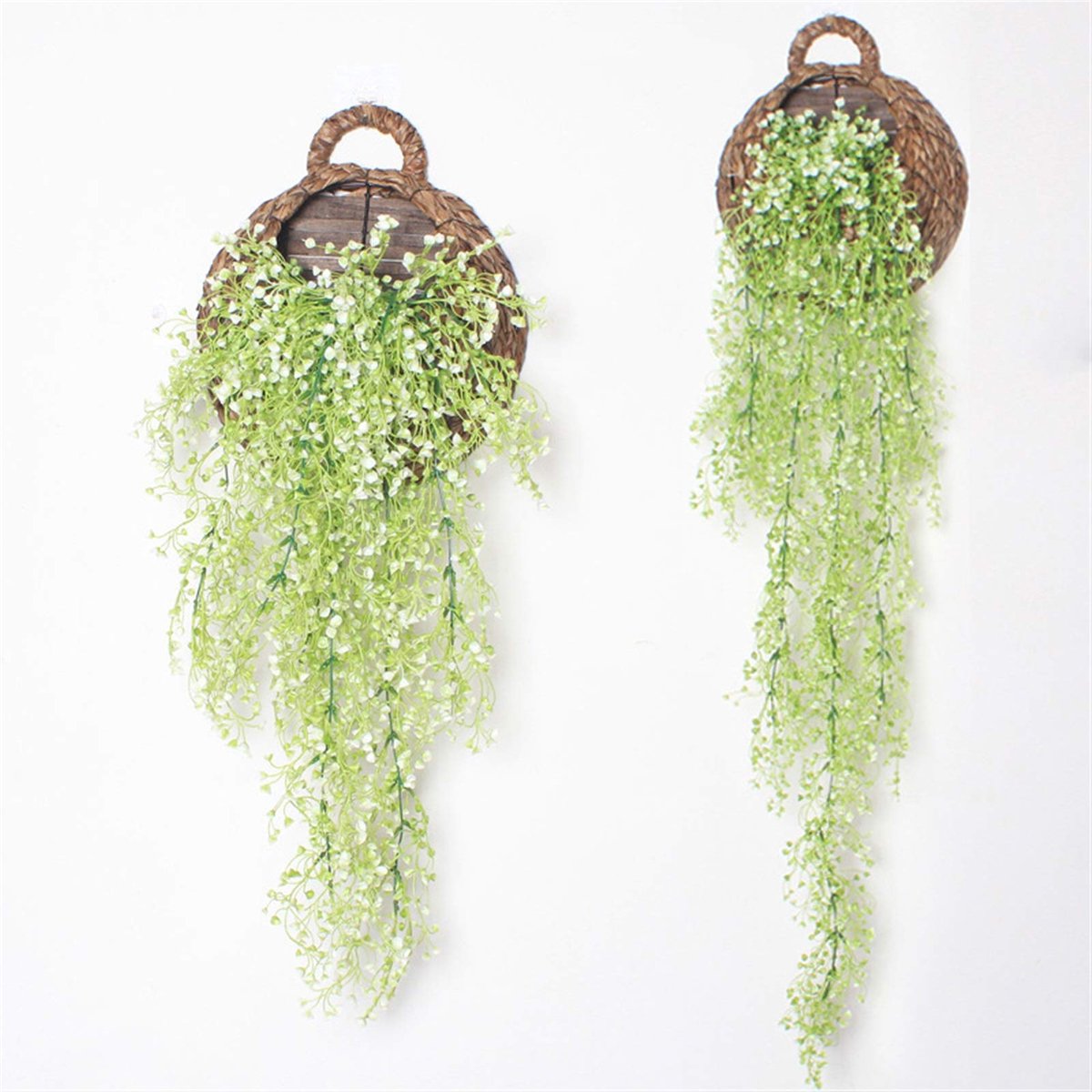 2 stks Kunstmatige Groene Rotan, 115 cm Muur Opknoping Plastic Groene Plant Rotan, Familie Bruiloft Decoratie Kerstfeest Woondecoratie (Color : Hanging basket)