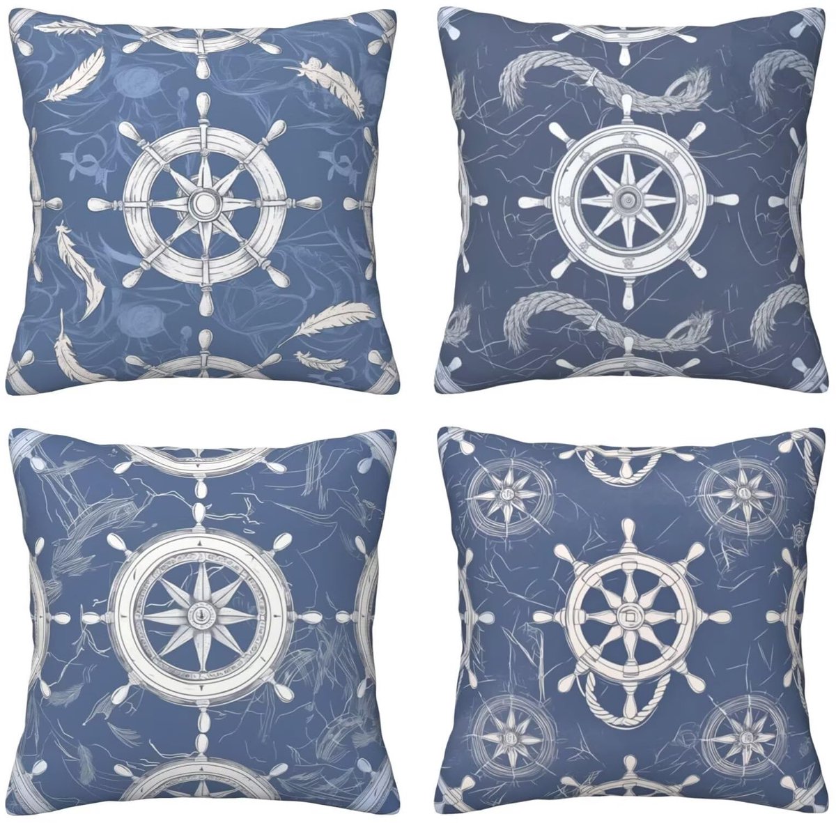Kussenslopen, 65 x 65 cm, blauw, 4 stuks, vierkant, fluweel, zacht en ademend, decoratieve kussenhoes met verborgen ritssluiting, voor slaapkamer en woonkamer, E8114