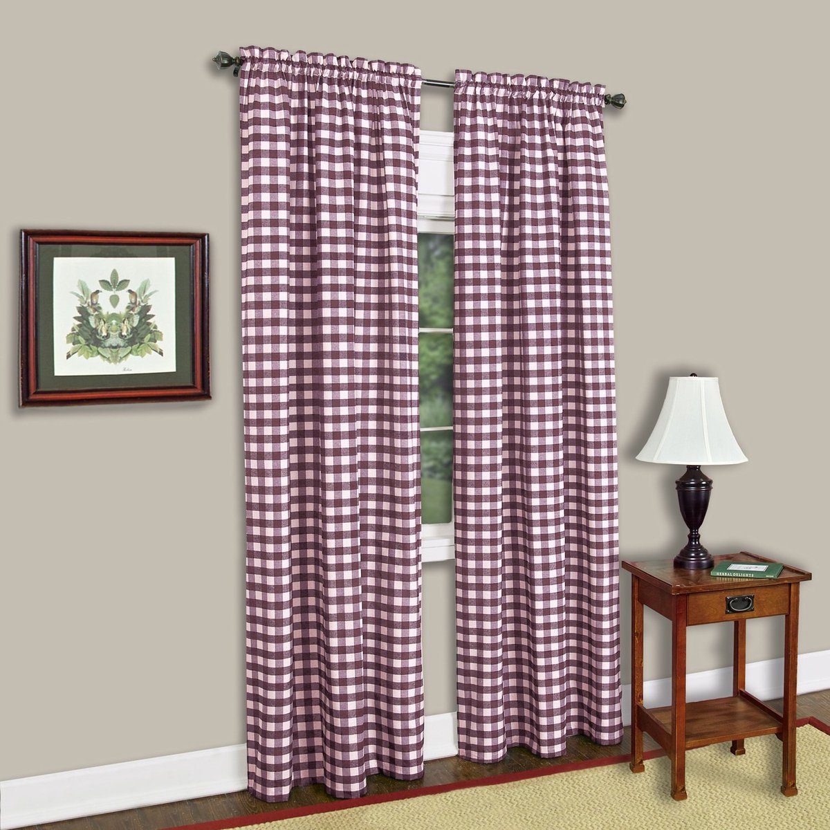 Home Furnishings Buffalo Check Panel - 42x84 - Bordeaux