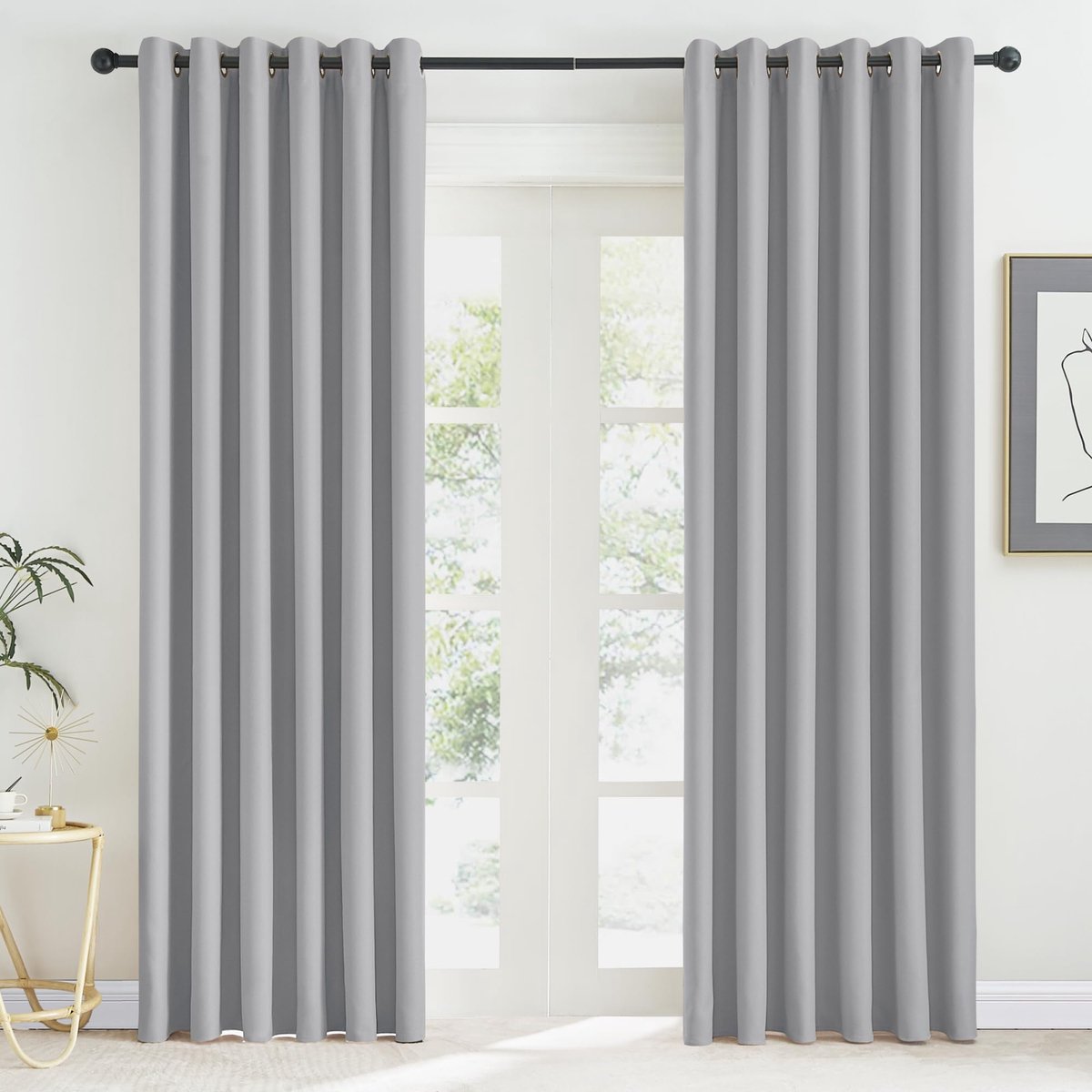 Gordijnen, Isoleren Licht, Geschikt voor Woonkamer Slaapkamer Studeerkamer, Gordijnen Kant en Klaar,200B x 220H cm (2 Panelen),Zilvergrijs