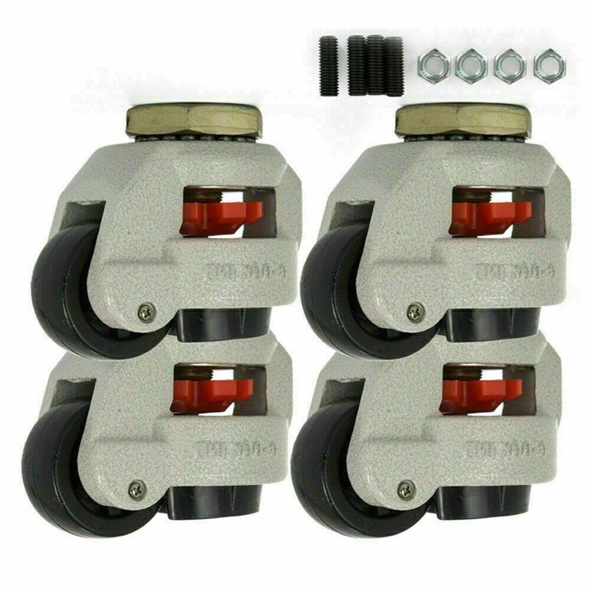 4 stuks intrekbare nivellering Caster 50mm - zwenkwielen Heavy Duty 250KG belasting draaibare trolley wiel machine bewegende zwenkwiel met schroeven in hoogte verstelbaar geen lawaai voor houten vloer