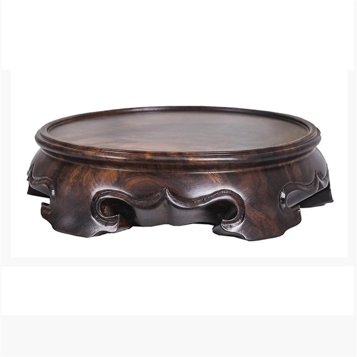 Plantenstandaard Bonsai Ebbenhouten Display Basis, Rond Houtsnijwerk Handwerk Ornament(Klein)