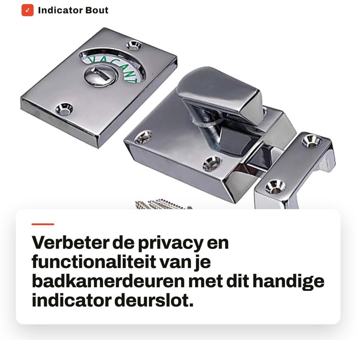 Dailygoods - Indicator Bout voor Badkamer Deurslot met Privacyfunctie