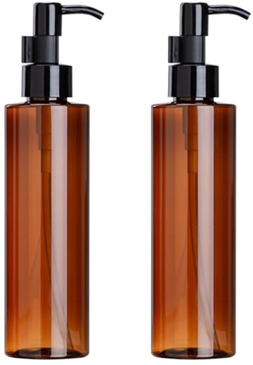Dailygoods - 2 STKS 200ml Lege Hervulbare Amber Plastic Lotion Pomp Flessen