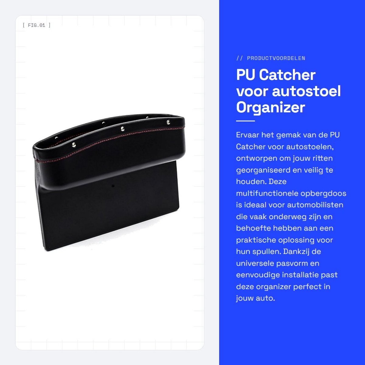 Dailygoods- Opbergdoos - Multifunctionele Organizer - Antislip - Voor Autostoel - Ruimteoptimalisatie - Eenvoudig te Installeren - Universele Pasvorm - Autostoelorganizer
