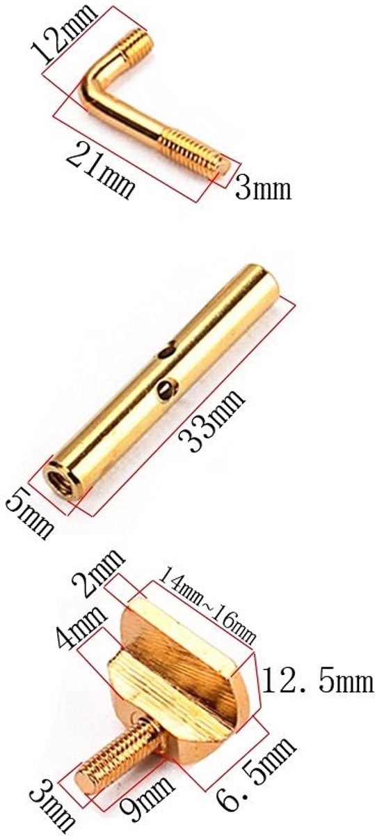 Dailygoods- Chin Rest Klem - 2 Stuks - Roestvrij Koper - Eenvoudig Te Installeren - Duurzaam - Voor Altviool - Glad Polijstoppervlak - Altviool Accessoires