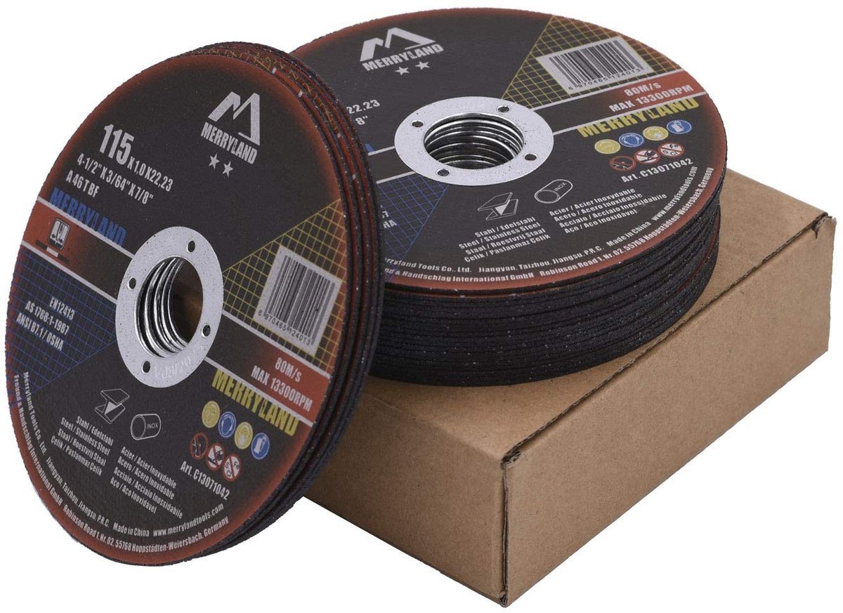 Dailygoods- Doorslijpschijf 115 mm - Hoogwaardige Duitse Schuurkorrels - Duurzaam - Snijschijf - Voor Haakse Slijper - 25 stuks