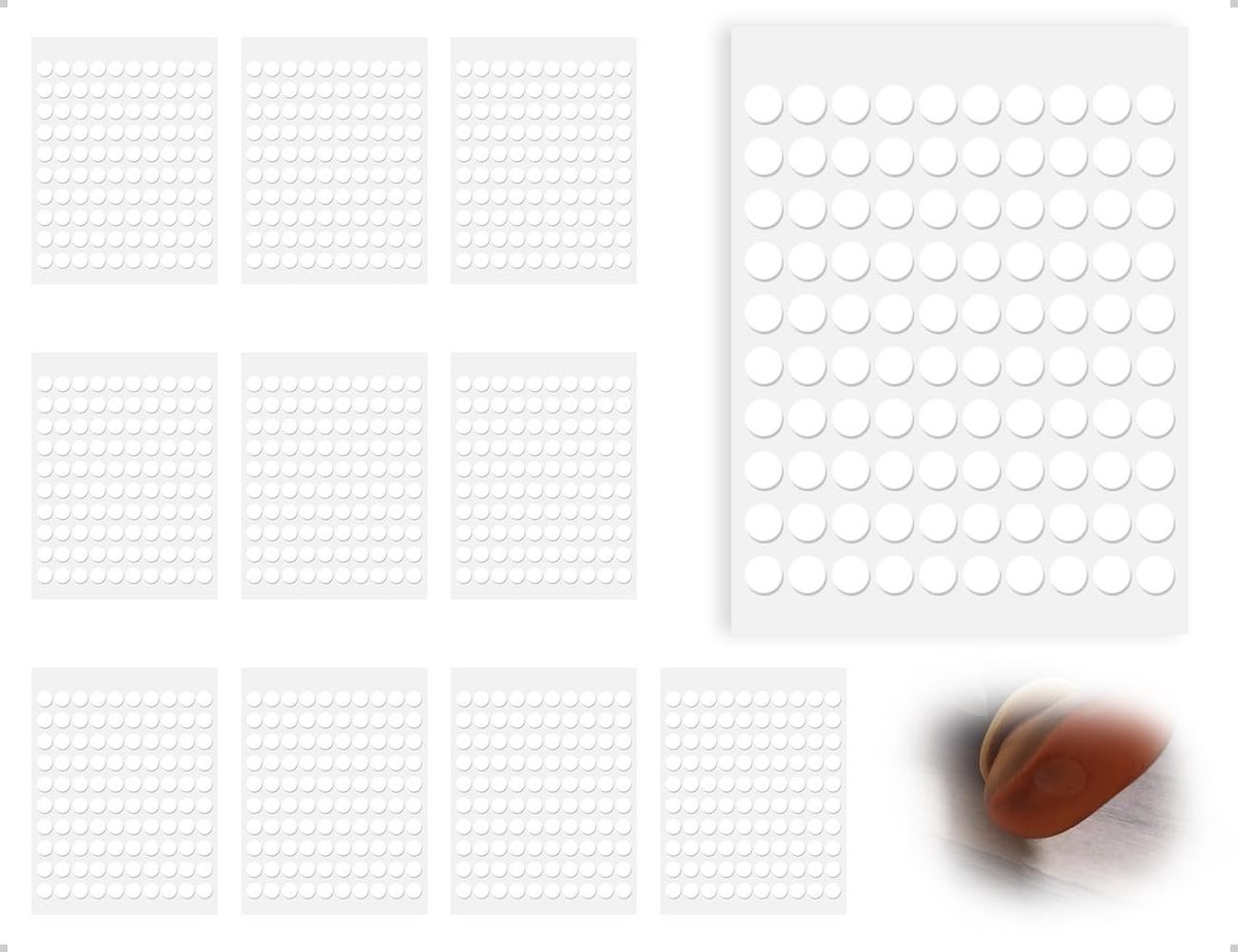 Dailygoods- Hechtdots Set van 1000 - Dubbelzijdige Hechtdots - Transparante Hechtdots - Hechtdots voor Foto's - Hechtdots voor Ballonnen - 6 x 0,5 mm, Schokbestendig