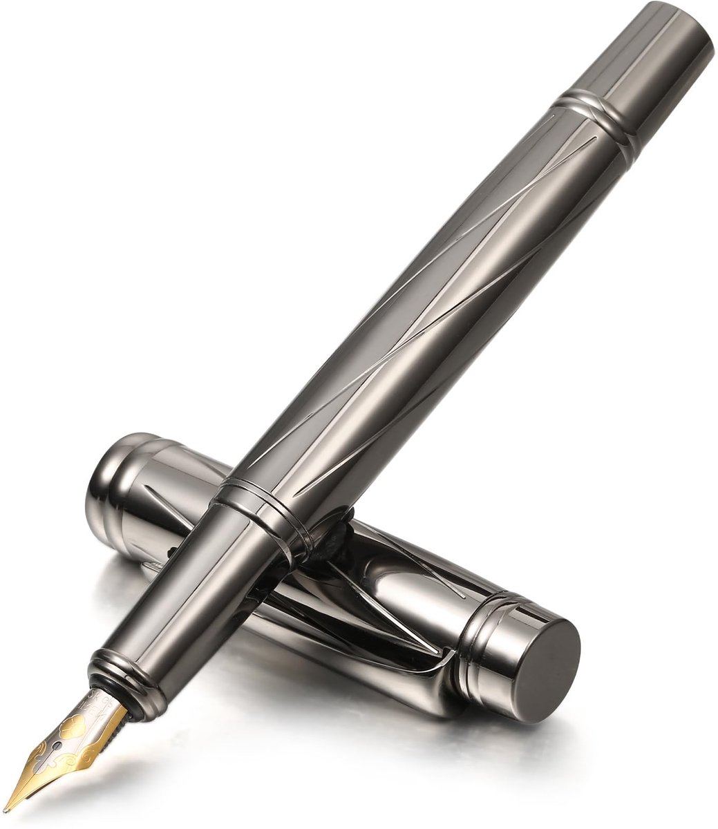 Dailygoods - Amaxiu Luxe metalen vulpen, zware vulpen met fijne penpunt, compatibel met 3,4 mm inktpatronen, executive kalligrafiepen, cadeau voor zakelijk kantoor