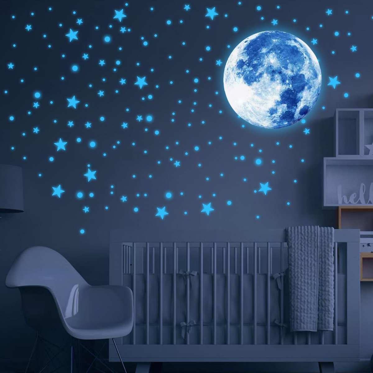 Dailygoods- Sterren Projector - Glow in the Dark Sterren - Maanstickers - Plafond Stickers - 435 Stuks - Creëert Rustgevende Sfeer - Plafondstickers