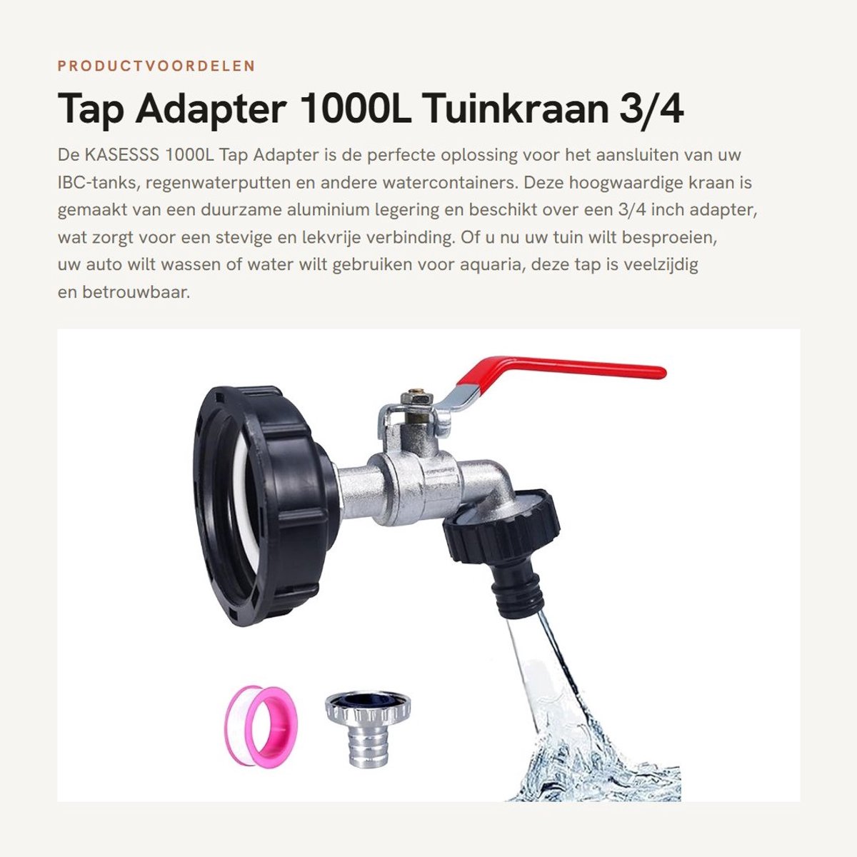 Dailygoods - Tap Adapter - 1000L Tuinkraan - 3/4 Inch Aluminium - Plastic Aansluiting - Duurzaam materiaal - Eenvoudige installatie - Geschikt voor tu...