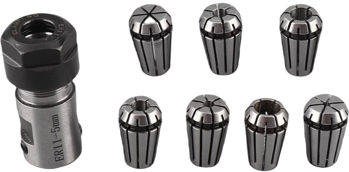 Dailygoods- Spantang Set 7 Stuks - ER11-1/ER11-2/ER11-3/ER11-4/ER11-5/ER11-6/ER11-7 - Verlengstuk - Duurzaam Verenstaal - Professionele Afwerking - Zelfontgrendelend Ontwerp - Spantangset