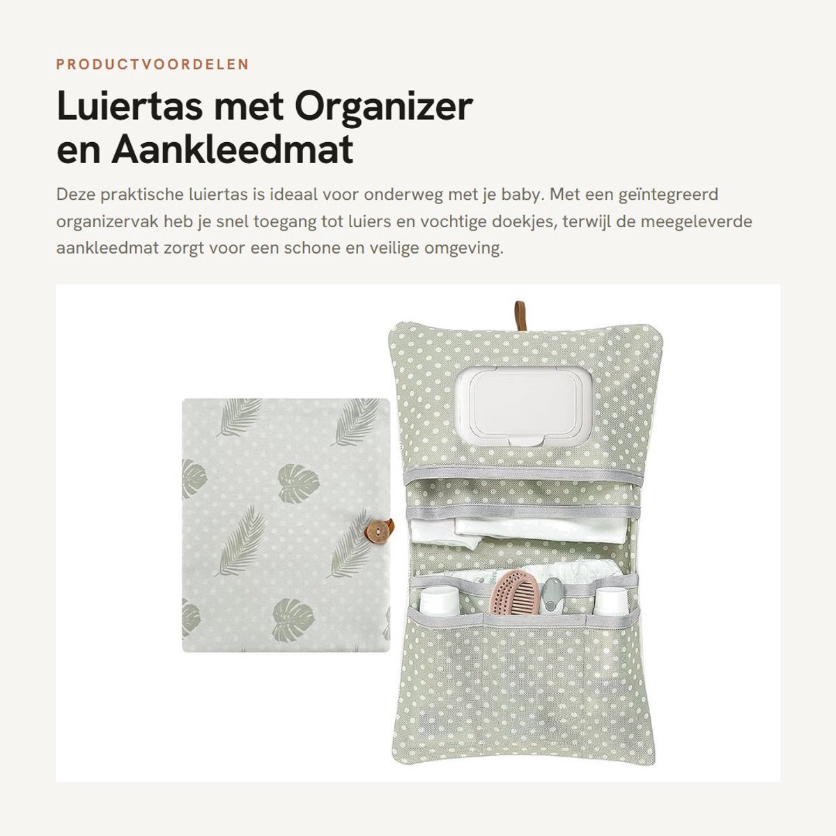 Dailygoods- Luiertas met organizer - Aankleedmat - Waterafstotend - Isolatievak voor flessen - Reflecterende details - Optimale afmetingen 18 x 25 x 3 cm - Baby Tas