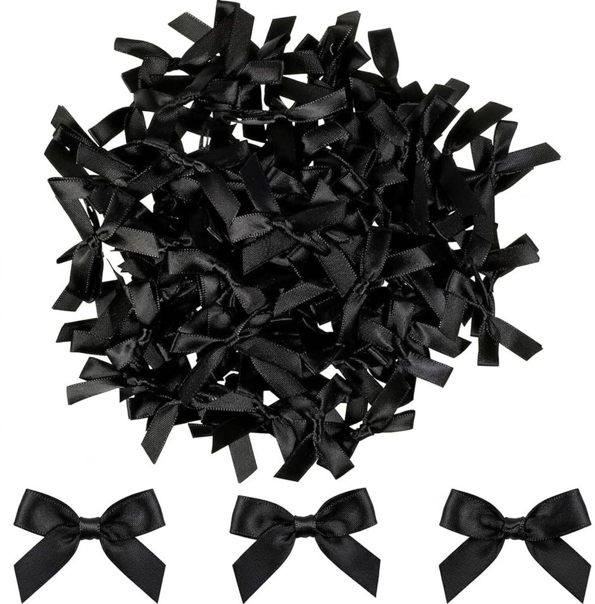Dailygoods- Strikjes 100 Stuks - Zelfklevend - Satijnen Lint - Decoratie - Bruiloften - Kerstdecoratie - 2,5 x 3 cm - Decoratiestrikjes