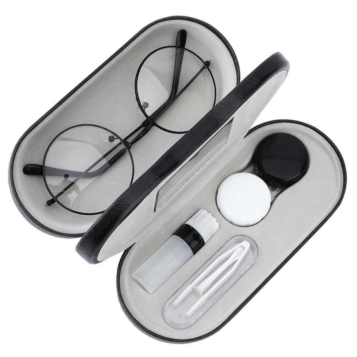 Dailygoods- Brillenkoker Dubbellaags - 2-in-1 Zonnebrillendoos - Contactlenzenhouder - Lichtgewicht Opbergetui - Bescherming tegen Krassen - Modieuze Look - Brillenetui