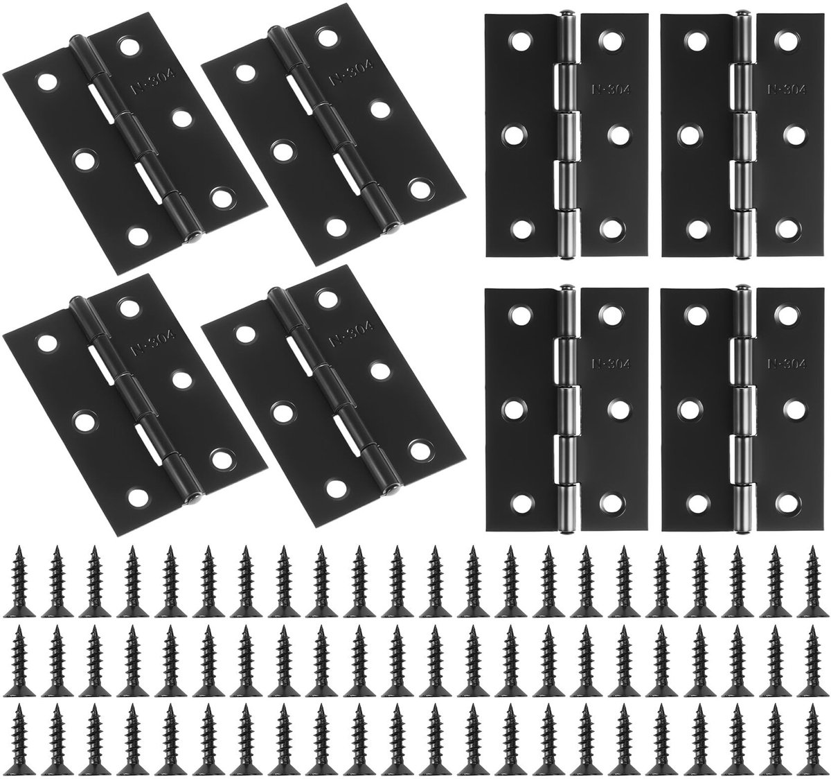 Dailygoods - Inklapbare Scharnieren - Set van 8 Zwarte Roestvrijstalen Scharnieren