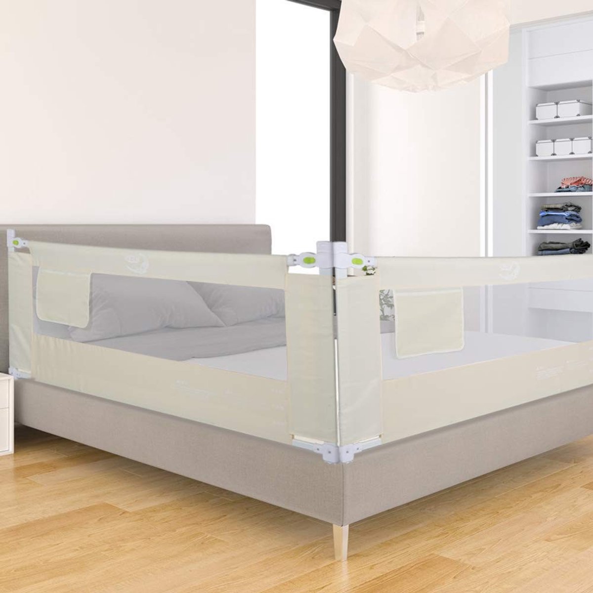 Dailygoods - Inklapbaar Bedhekje - Verstelbaar Kinderbedhekje - Veiligheidsrail voor Bed - 1,8 m - Valbeveiliging voor Kinderen - Ideaal voor veilig s...