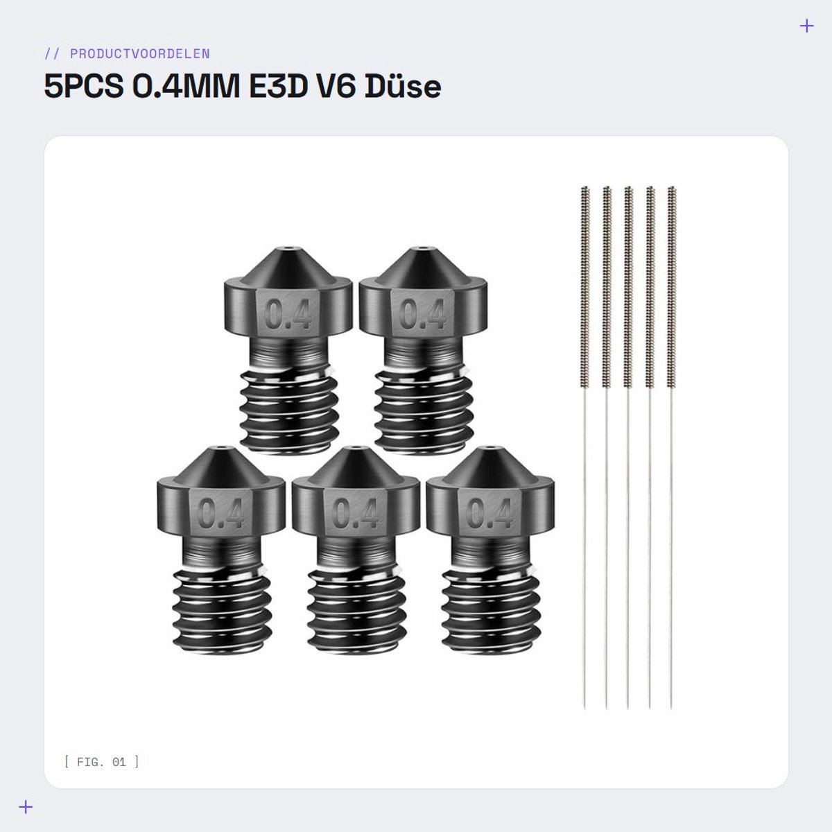 Dailygoods- Düse 5PCS - Roestvrij Staal - Hoge Temperatuur - 3D Printer Accessoires - Reinigingsnaald - Duurzaam en Corrosiebestendig - 3D-printer Nozzle
