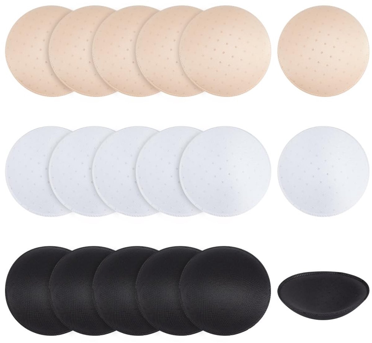 Dailygoods- Bh-vullingen 9 Paar - Verwijderbare Ronde Vullingen - 11,5 cm Polyester - Voor Bikinitopjes - Zwemkleding - Sport-bh's - Borstvullingen
