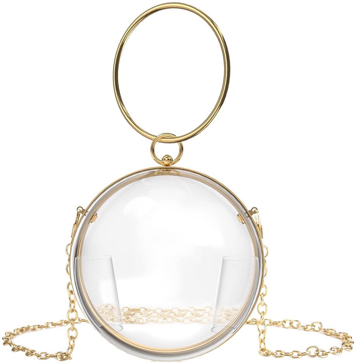 Dailygoods- Clutch Ronde Bal - Transparante Tas - Avondtas - Schoudertas - Crossbody Tas - Acryl - Geschikt voor Geld en Sleutels - Handtas