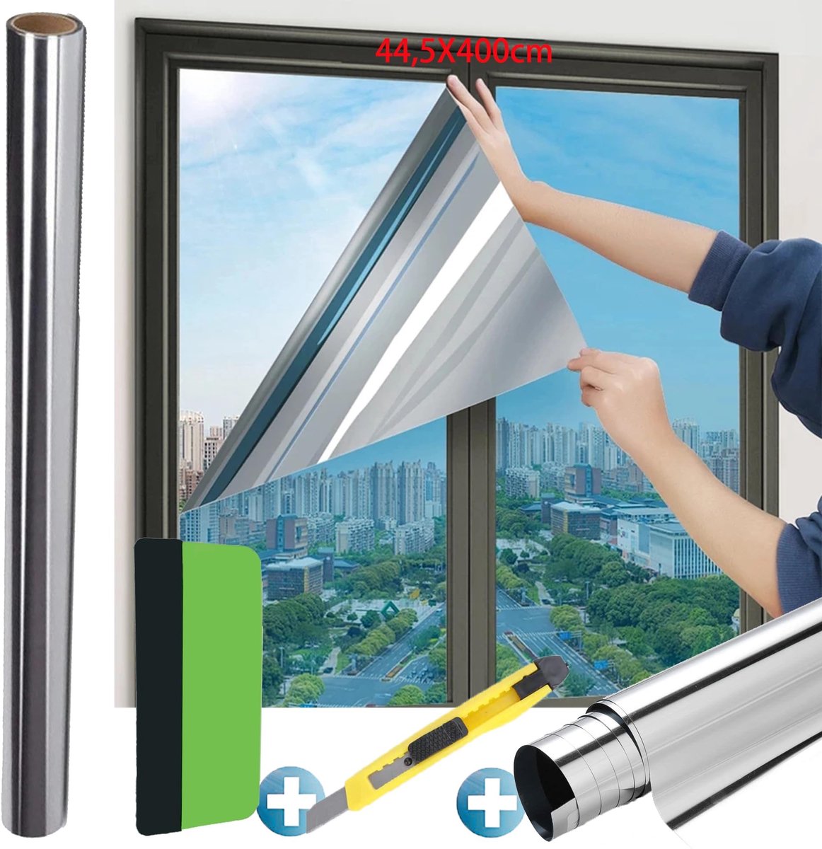 Dailygoods- Spiegelfolie Zelfklevend - Zonnebescherming - Privacy - Warmte Isolatie - Verwijderbaar - Afmetingen 44,5 x 400 cm - Raamfolie