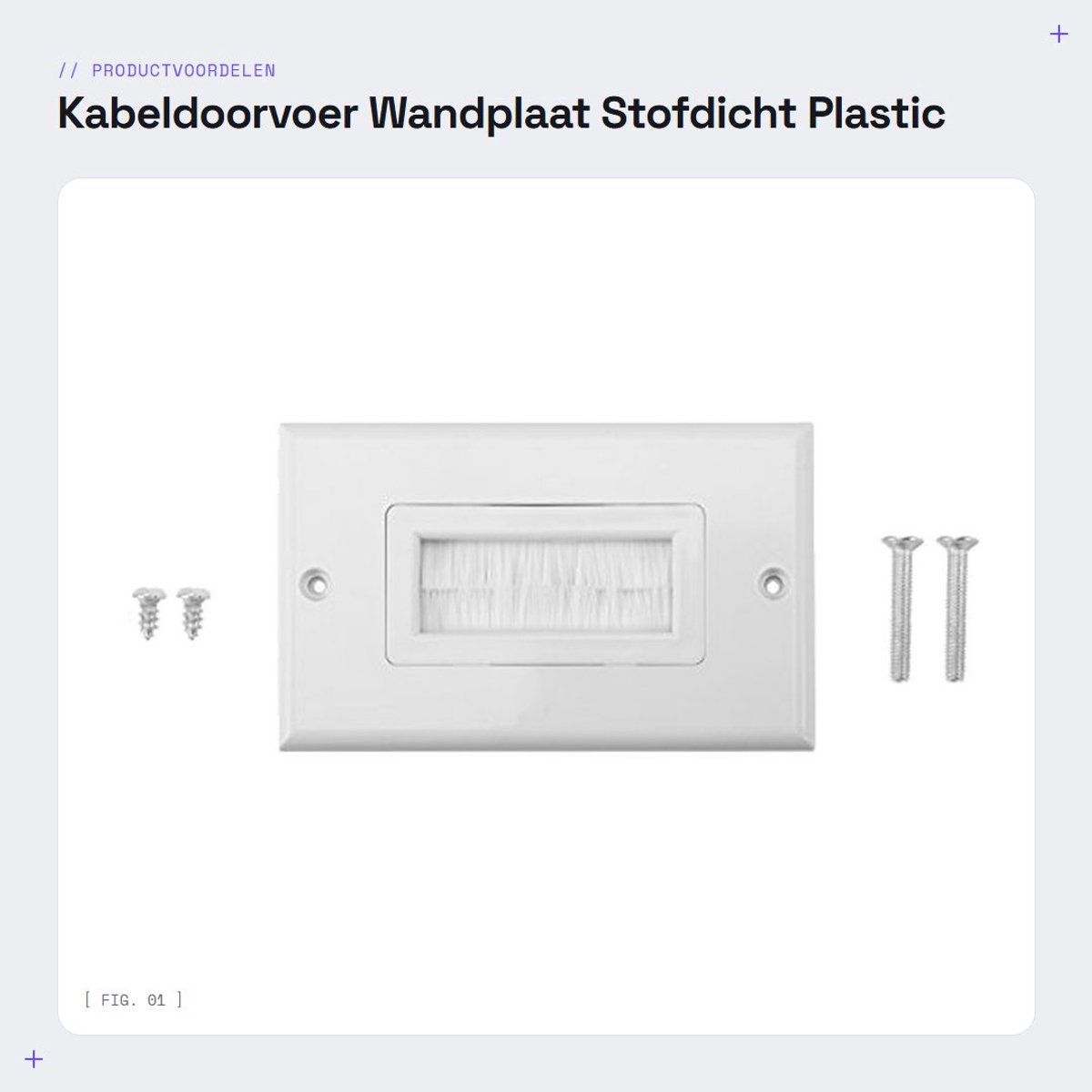 Dailygoods - Kabeldoorvoer - Wandplaat - Stofdicht - Plastic - HDMI en netwerkkabels - Ideaal voor muren - Geschikt voor alle kabels