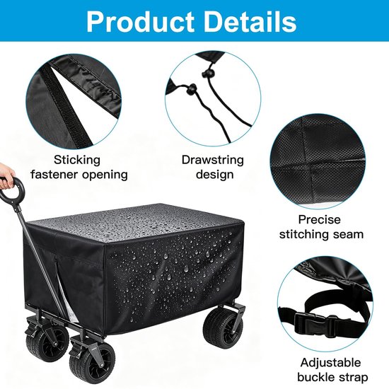 Dailygoods- Bolderkar Beschermhoes Waterdicht - Bolderwagen Hoes - Opvouwbare Afdekking - UV-bestendig - Stofdicht - Verstelbaar Trekkoord - Tuinwagen van Dailygoods — afbeelding 3