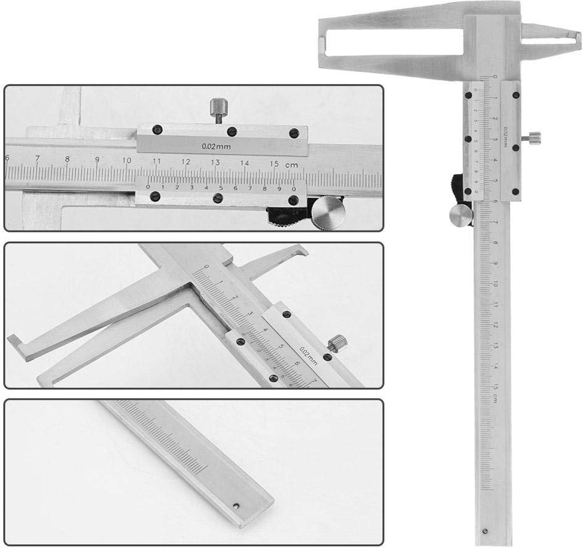 Dailygoods- Vernier Remklauw 9-150mm - Koolstofstaal - Meetnauwkeurigheid 0,02mm - Binnen Diameter - Micrometer Liniaal - Meetgereedschap