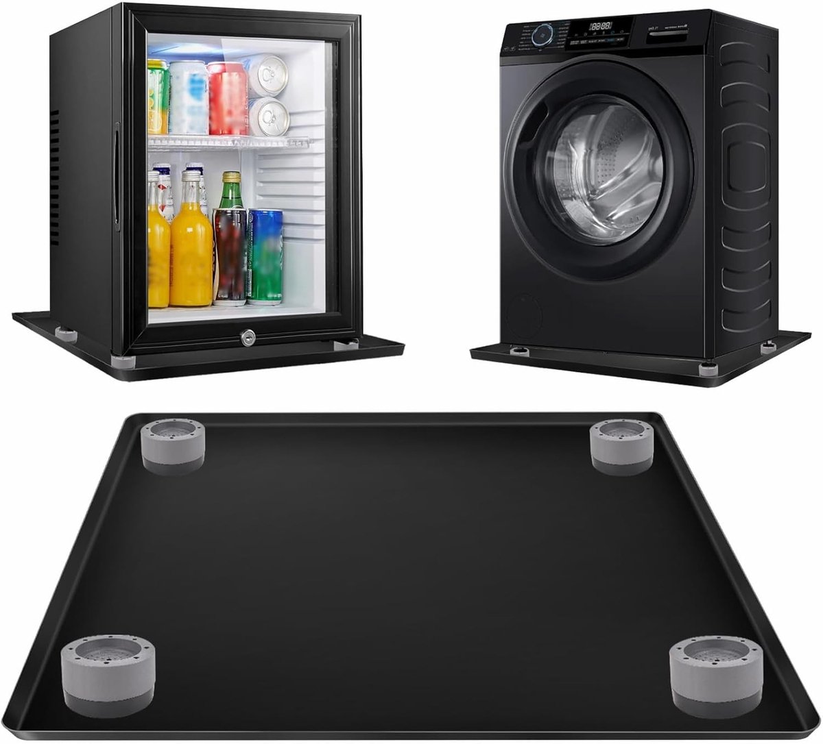 Mini Koelkast Mat van Silicone 60 x 60 x 1.5 cm, Onderkoelkast Vloerbeschermer, Antislip Vloermat en Vloeistofdichte Tray voor Droger
