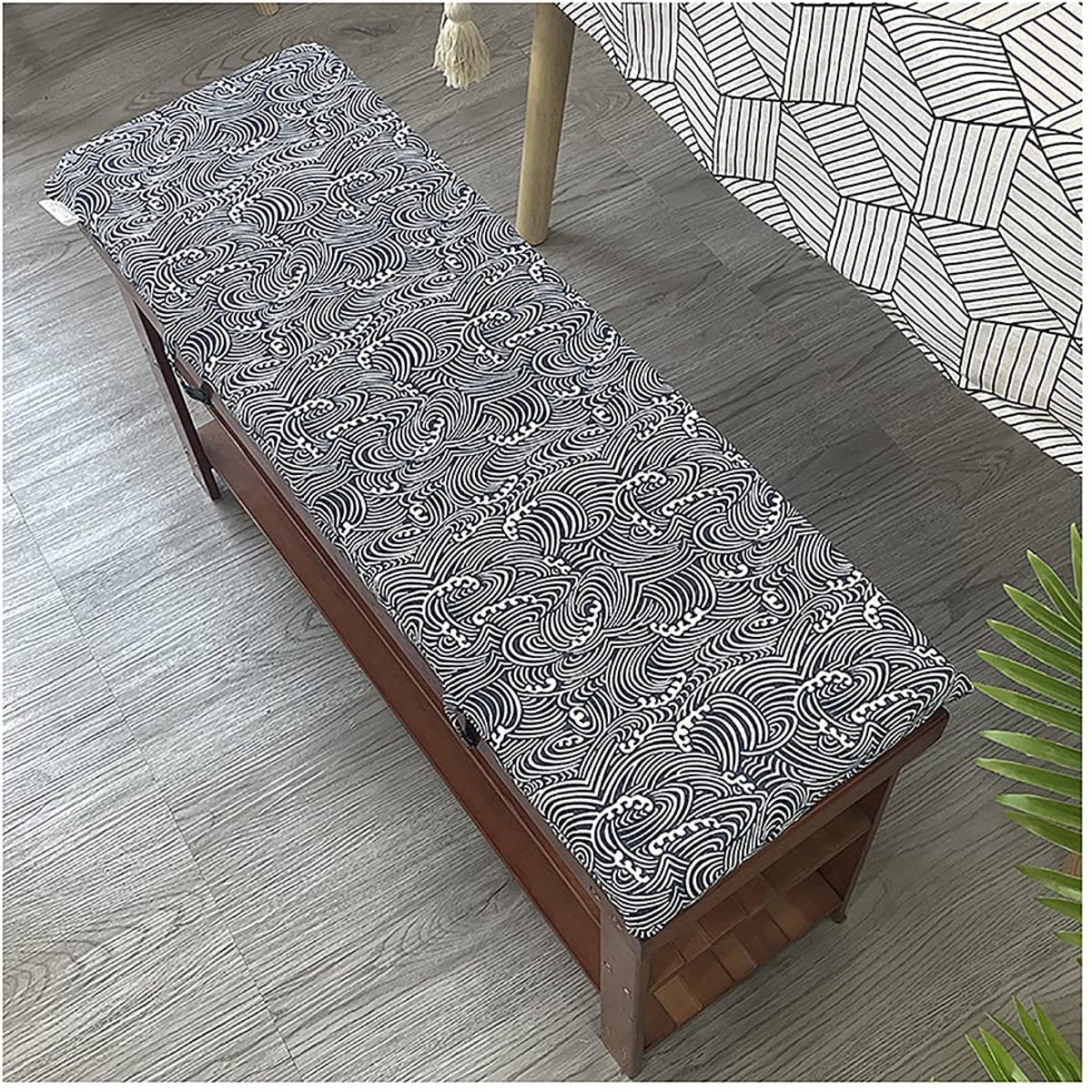 Bench Kussens, Tuinbankkussen, Zitkussens Zachte Zitkussen Meubels, Wasbare stoffen cover, voor Patio Tuin Bank Lange Bank, 2cm (0,8in) 4cm (1,6in) dik Verschillende maten-Grijs getijde 150×40×