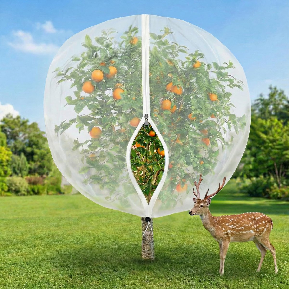 1,2 x 1,5 m, fijnmazig tuinnet, insectenbeschermingsnet met ritssluiting en koord, plantenbescherming tegen insecten en vogels, voor