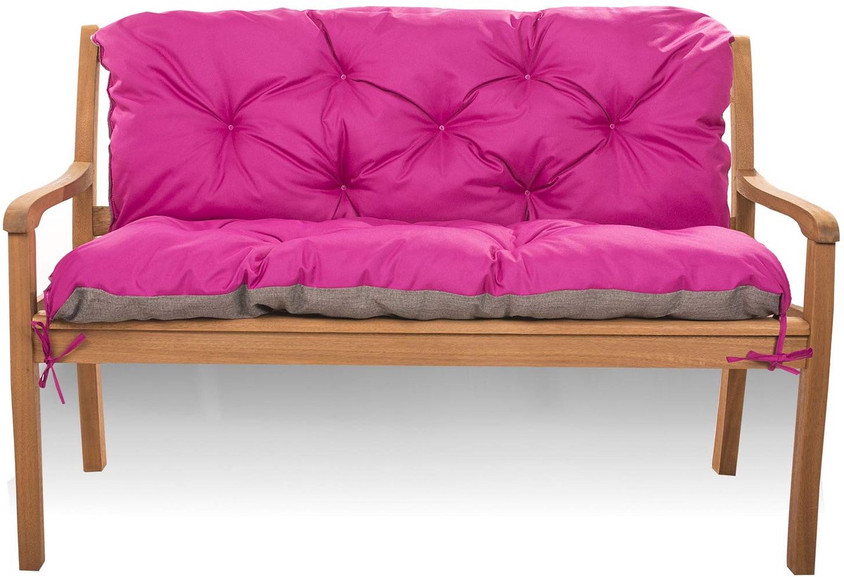 Zitkussen voor schommelbank, zitbank met rugleuning, tuinschommel, kussen, bankkussen, voor buiten, 150 x 60 x 50 cm, roze